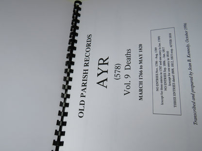 Old Parish Records Ayr (578) Vol.9 Deaths March 1766- May 1820 book image 3