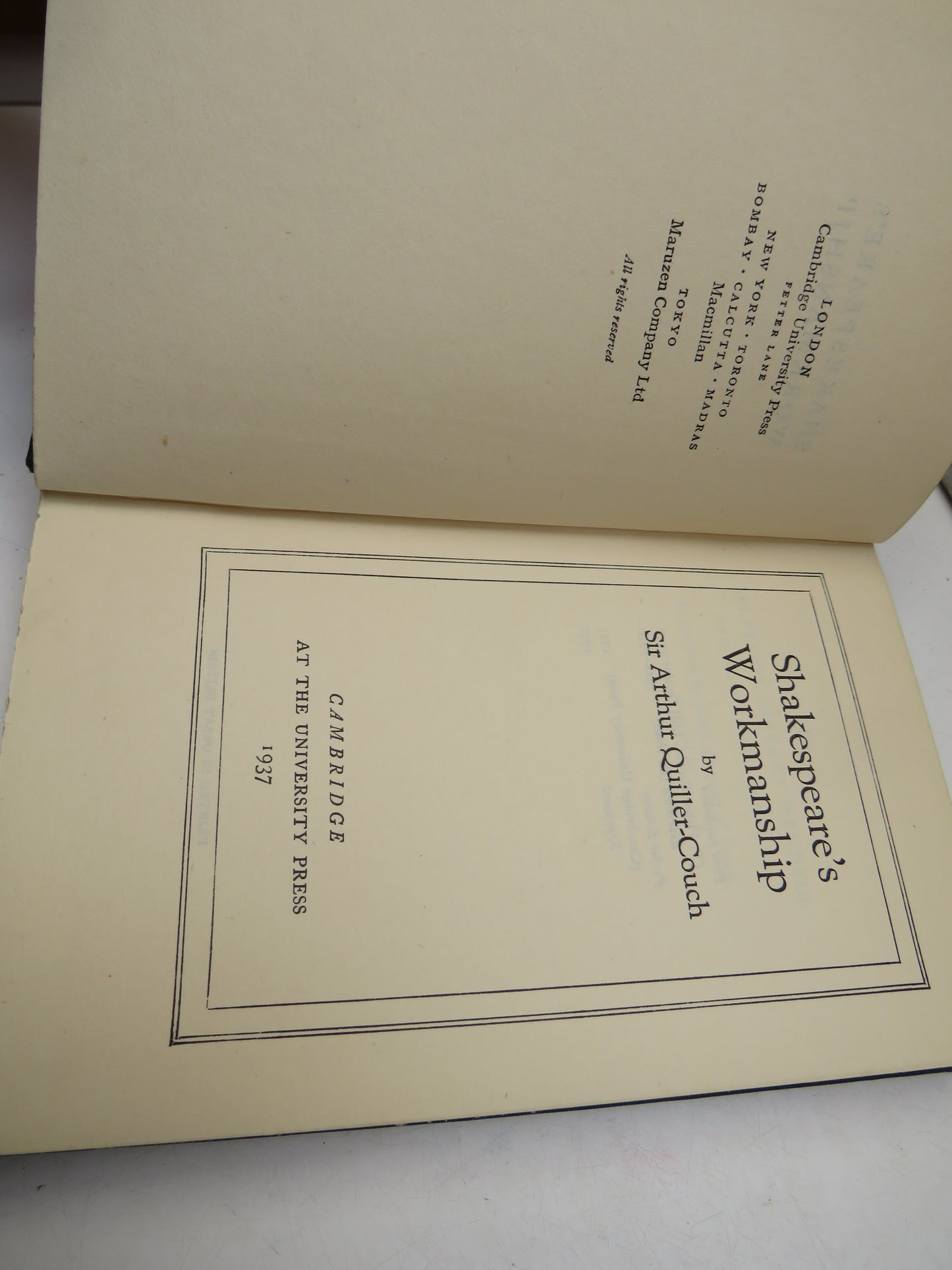 Shakespeare's Workmanship by Sir Arthur Quiller-Couch 1937 (Classic Literary Criticism) book 3