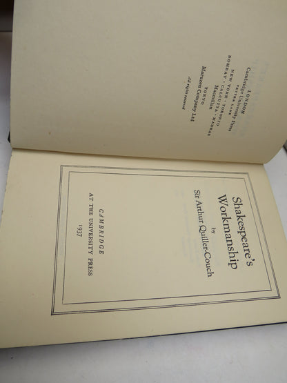 Shakespeare's Workmanship by Sir Arthur Quiller-Couch 1937 (Classic Literary Criticism) book image 3