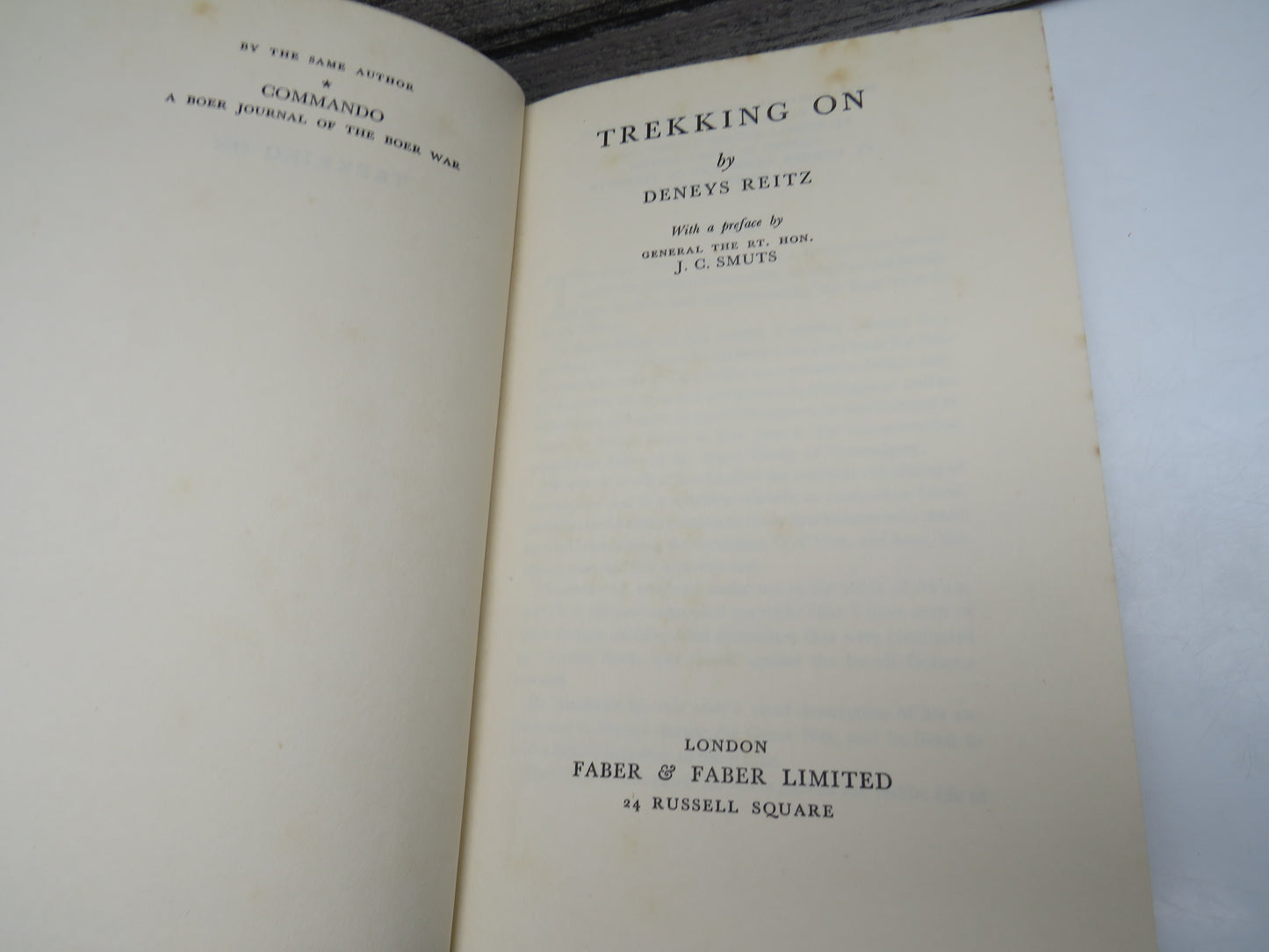 Trekking On By Deneys Reitz 1933 1st Edition