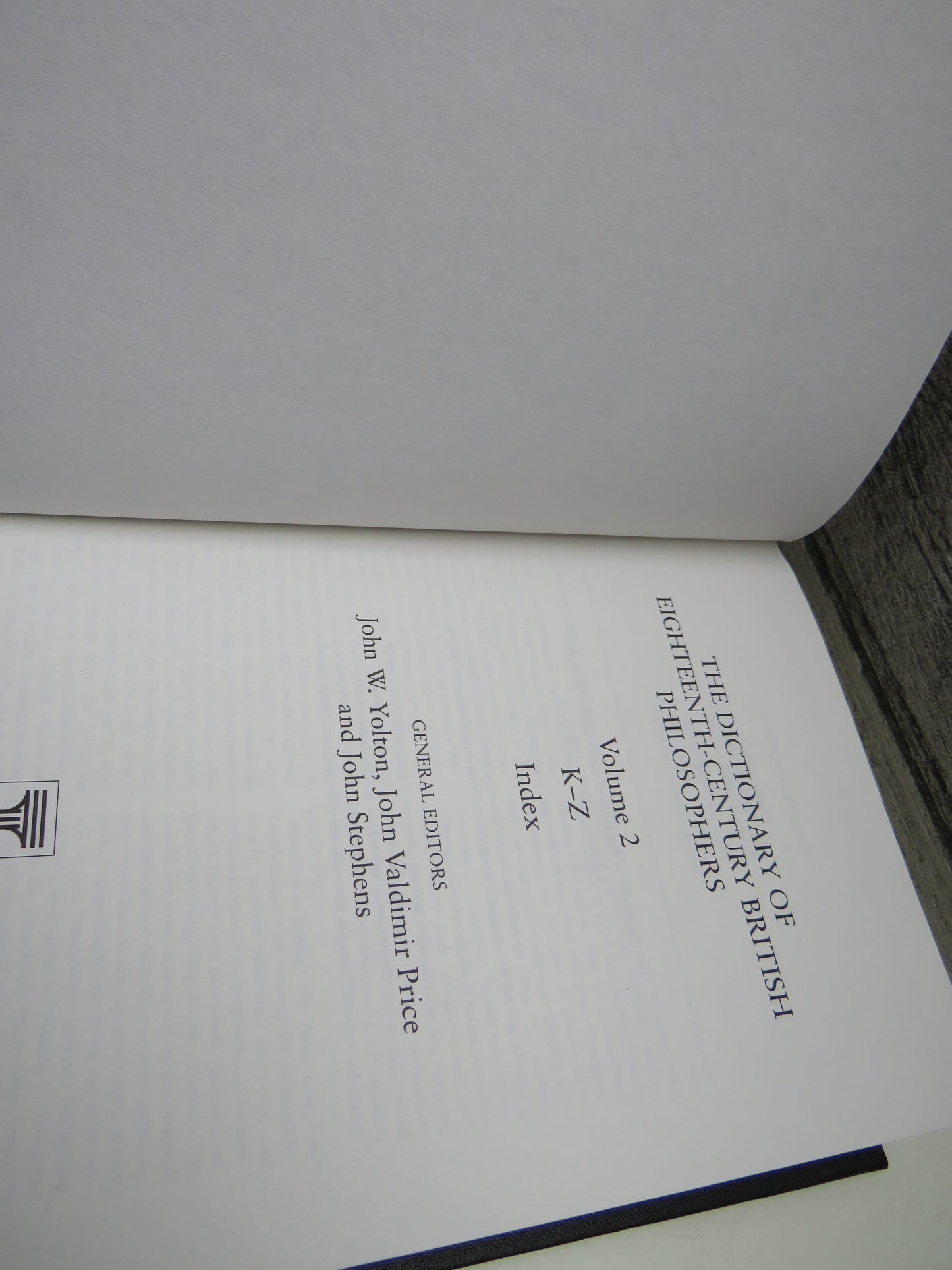 The Dictionary of Eighteenth-Century British Philosophers, Volume I and II in Presentation Case, 1999
