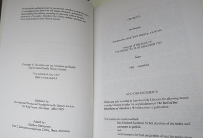 The Roll of the Inhabitants of Aberdeen 1795 Indexed By Elizabeth J.Mortimer 1997 book image 4