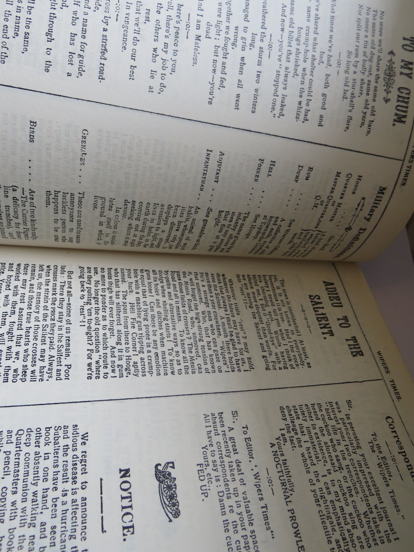 The Wipers Times Including For The First Time In One Volume A Facsimile Reproduction of the Complete Series of the Famous Wartime Trench Magazines