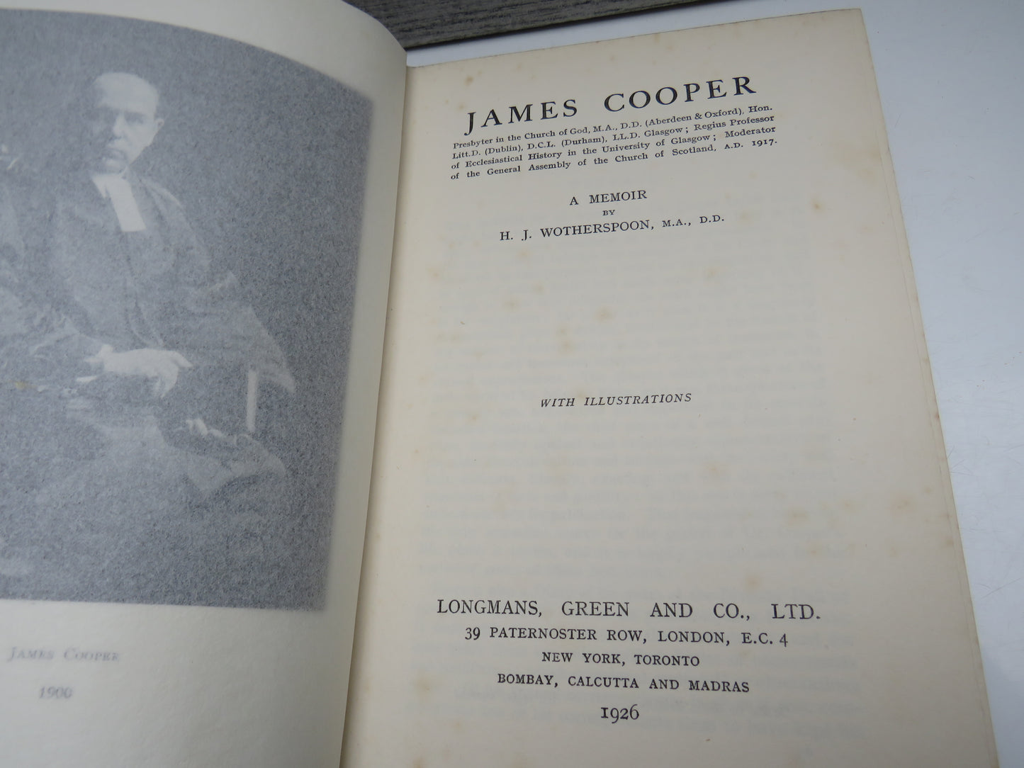 James Cooper, A Memoir by H. J. Wotherspoon, with Illustrations, 1926