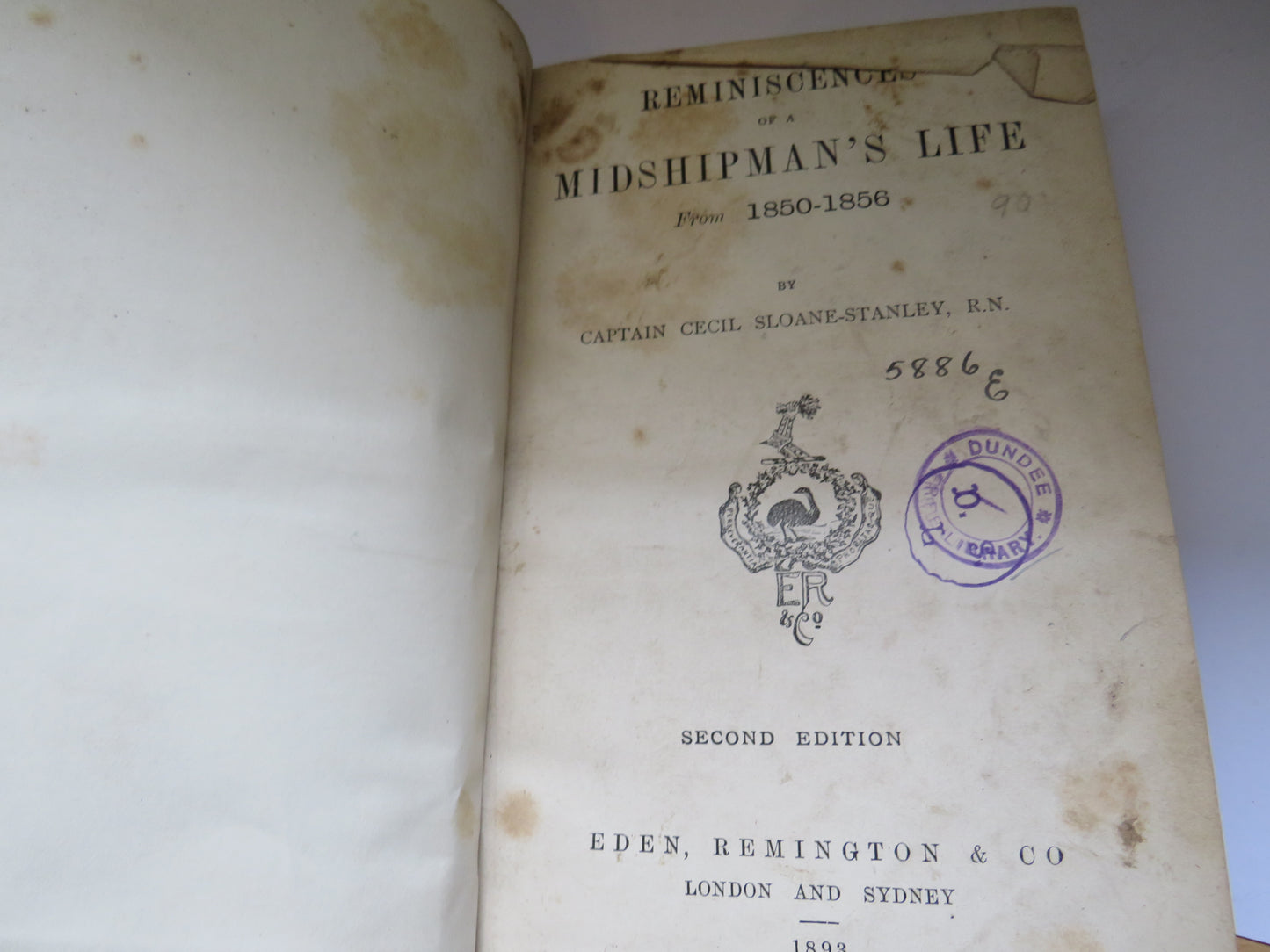 Reminiscences Of A Midshipman's Life From 1850-1856 By Captain Cecil Sloane-Stanley 1893