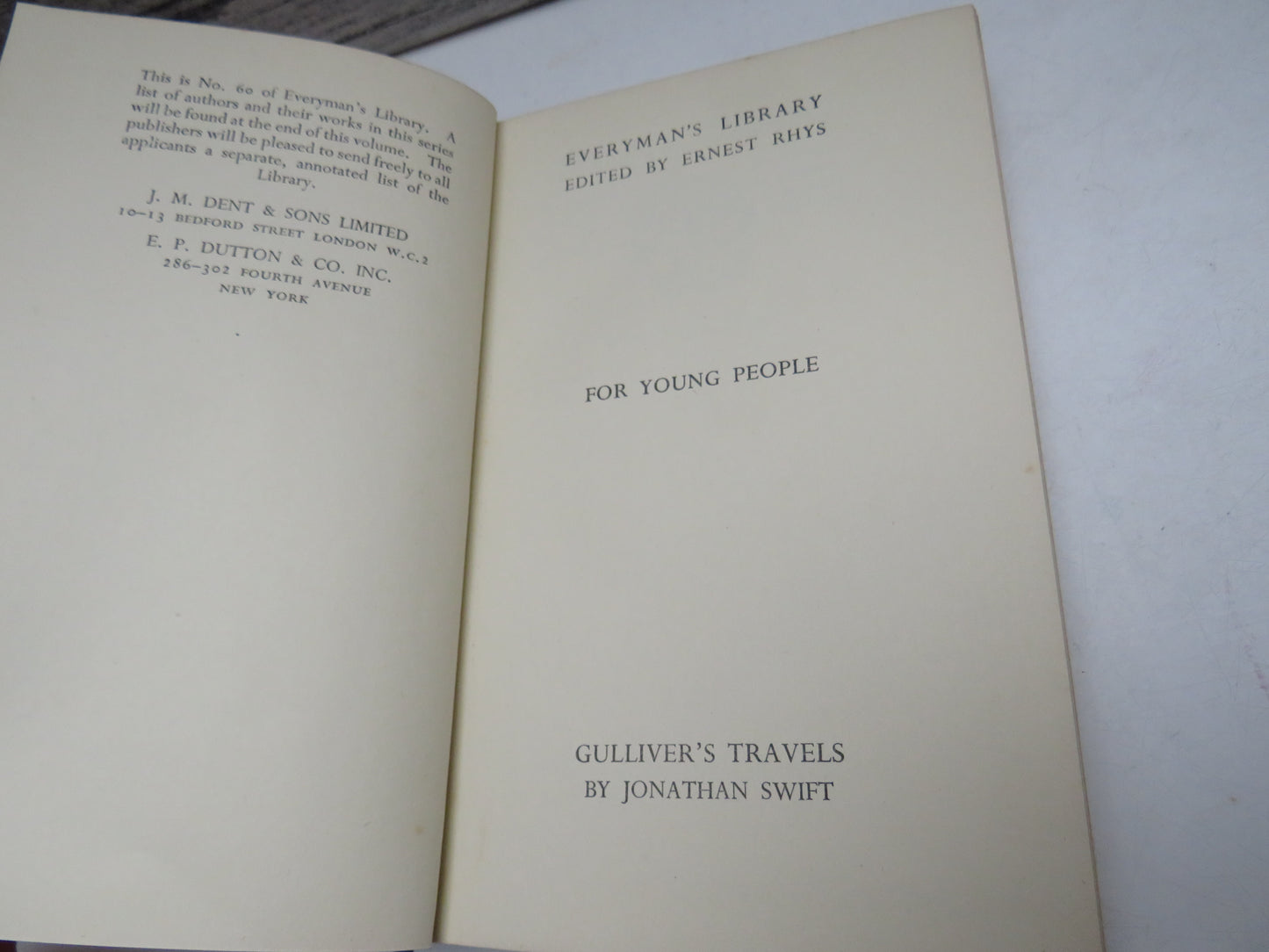 Gulliver's Travels, For Young People, Everyman's Library edited by Ernest Rhys 1937