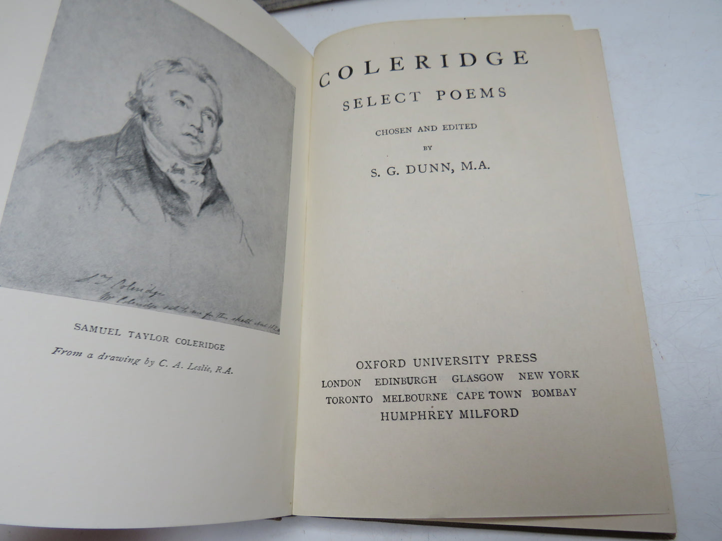 Coleridge Select Poems chosen and edited by S. G. Dunn 1930