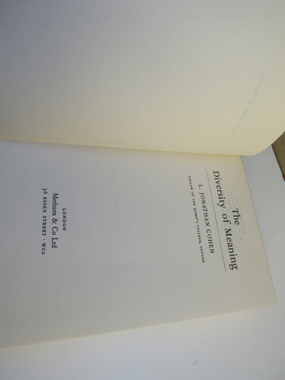 The Diversity of Meaning By L. Jonathan Cohen 1962 book image 4