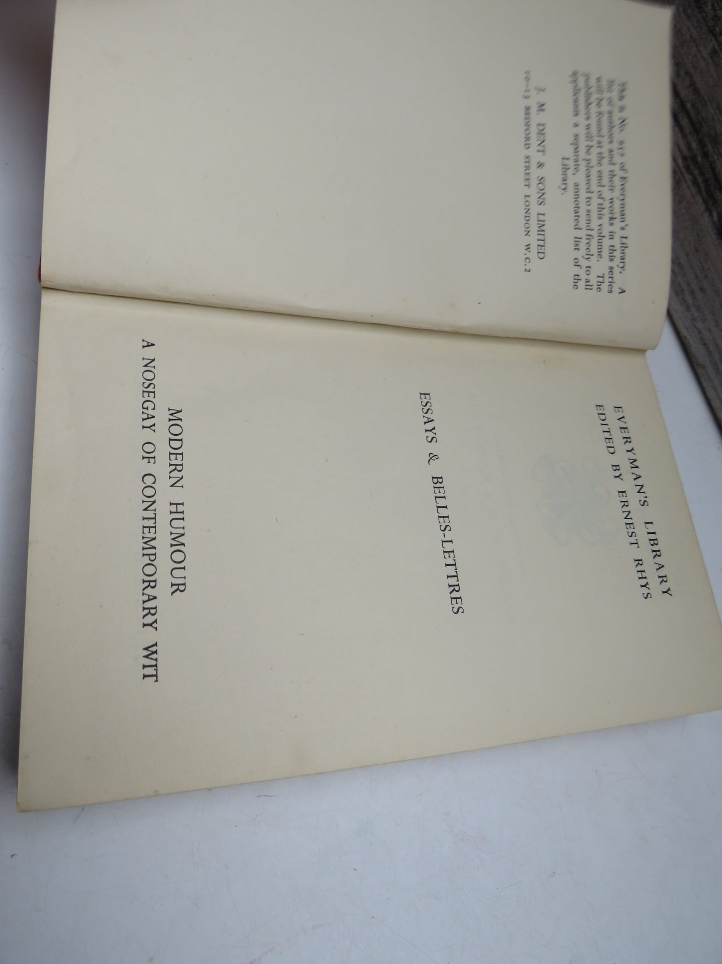 Essays & Belles-Lettres, Everyman's Library edited by Ernest Rhys