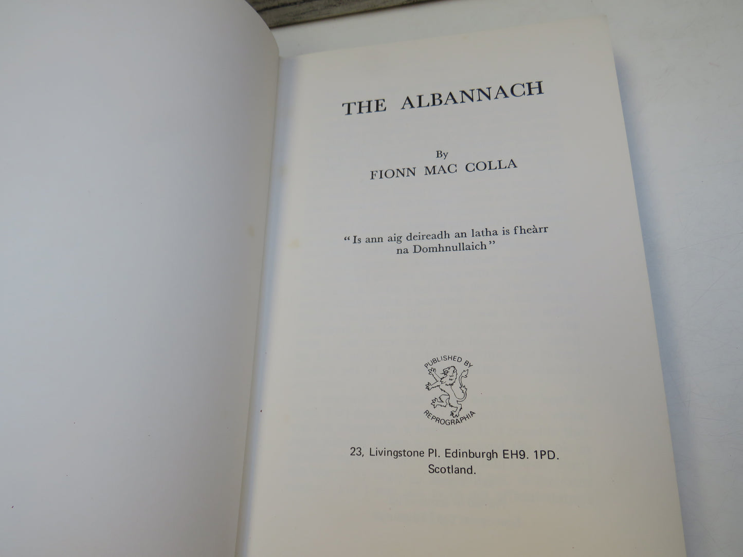 The Albannach By Fionn Mac Colla 1971