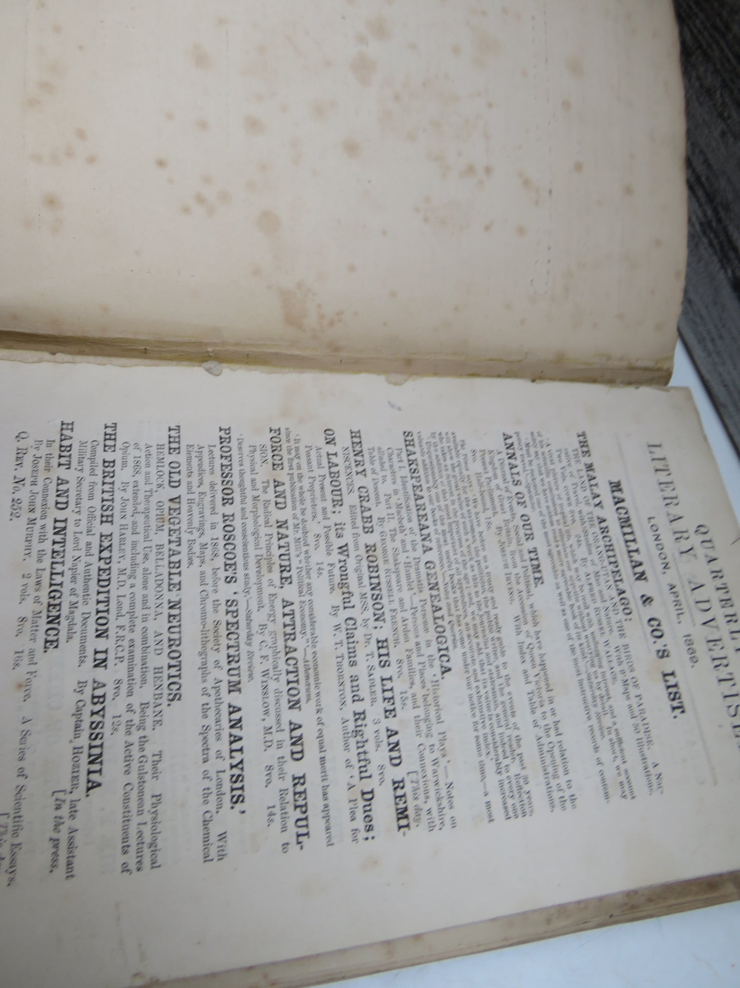 The Quarterly Review Vol. 126 Published In January & April 1869