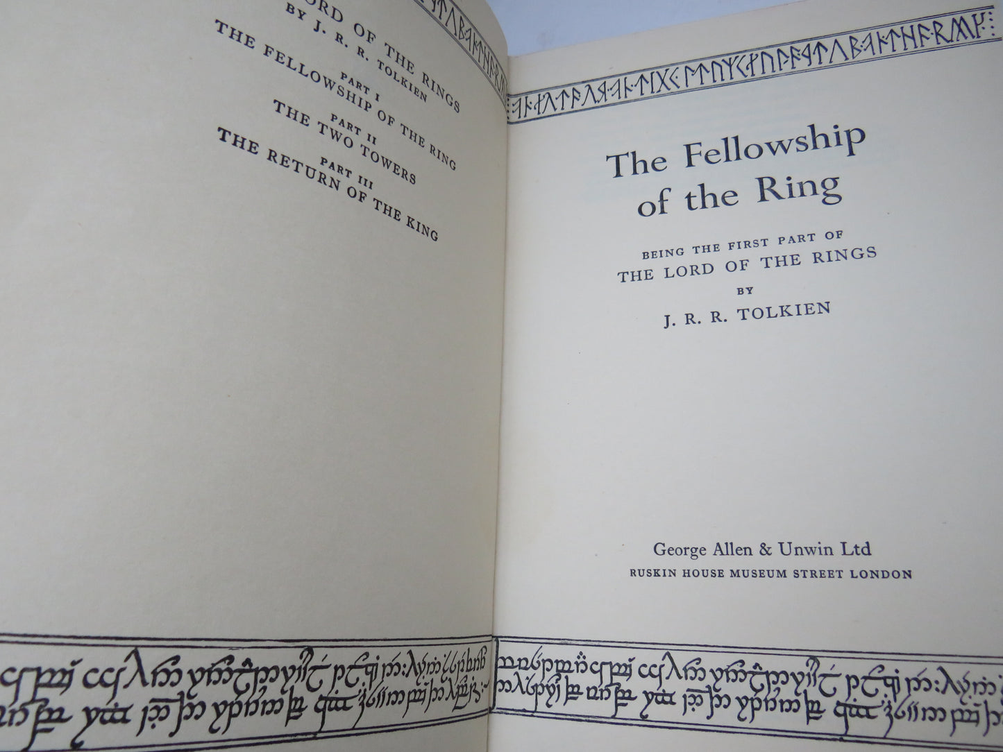 The Lord of the Rings Trilogy First Edition, The Fellowship of the Ring, The Two Towers, The Return of the King, 1959-1961