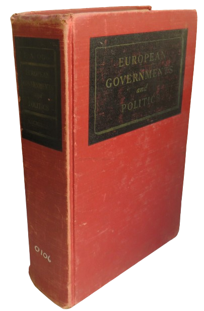 European Governments and Politics By Frederic Austin Ogg 1948 book front cover