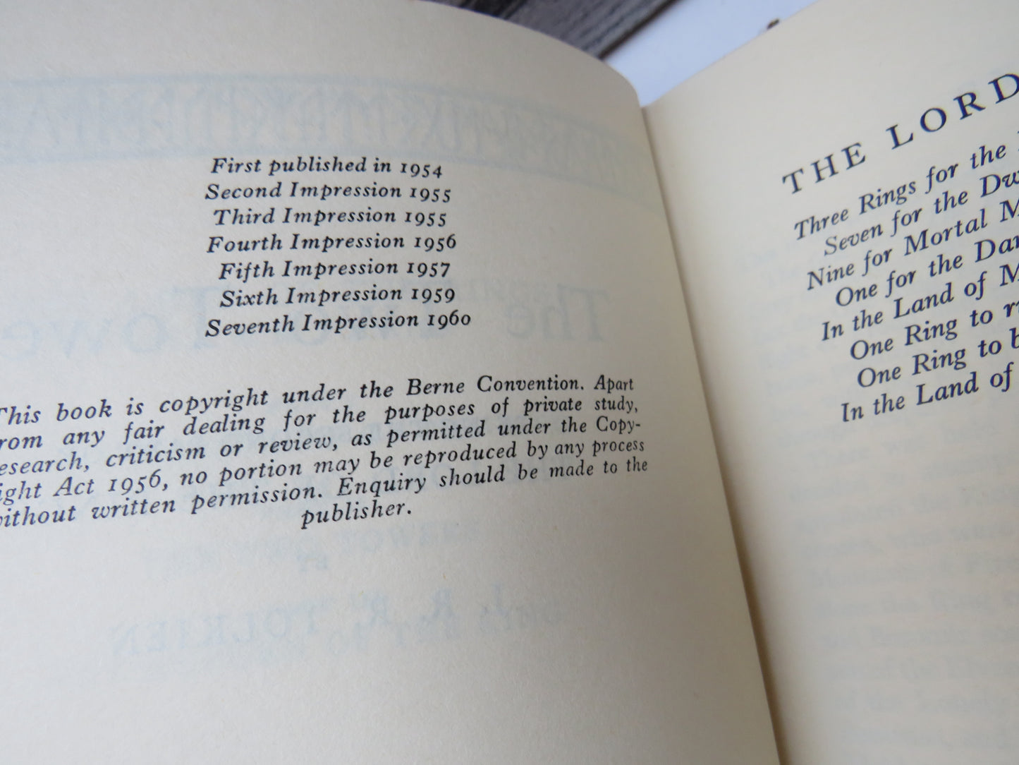 The Lord of the Rings Trilogy First Edition, The Fellowship of the Ring, The Two Towers, The Return of the King, 1959-1961