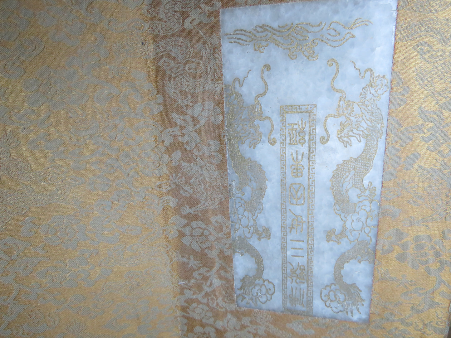 Vintage Chinese Buddhist Prayer Book With 8 White Jade Panels