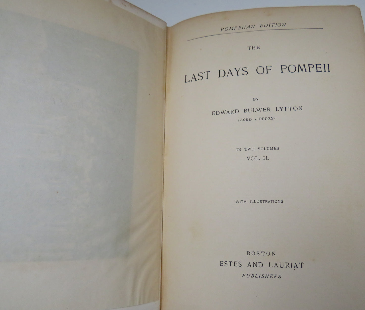 The Last Days Of Pompeii By Edward Bulwer Lytton Vol II