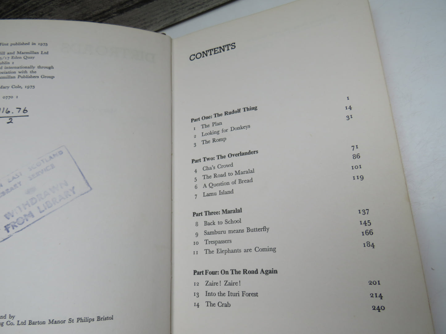 Dirtroads, Footloose in Africa by Mary Cole, 1975