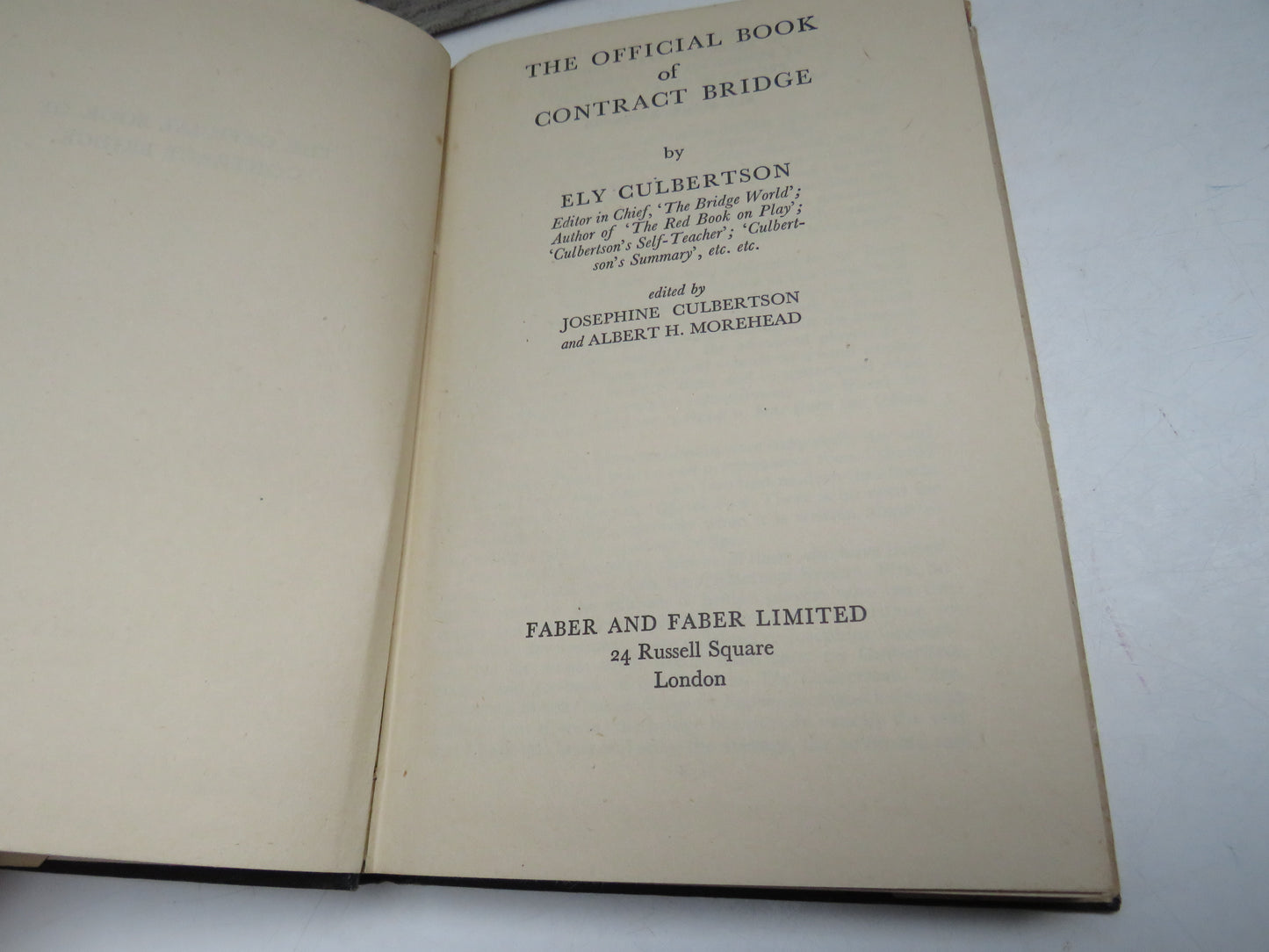 The Official Book of Contract Bridge by Ely Culbertson 1942