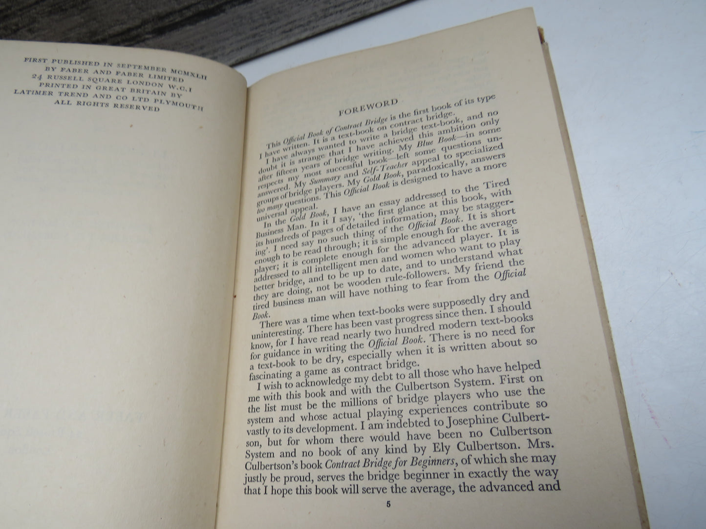 The Official Book of Contract Bridge by Ely Culbertson 1942
