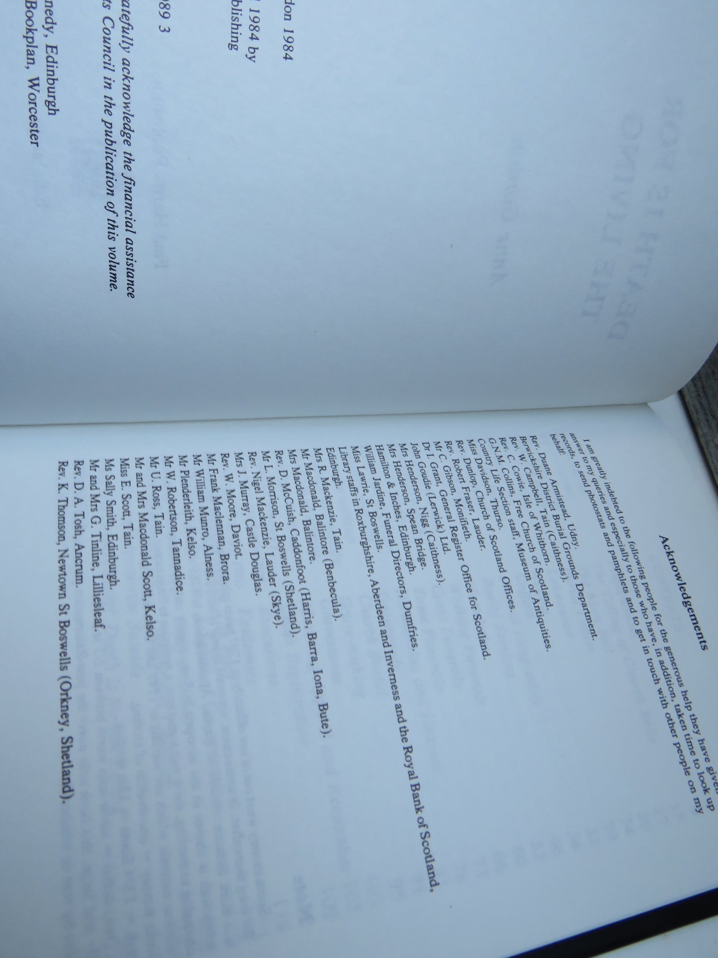 Death Is For The Living By Anne Gordon 1984