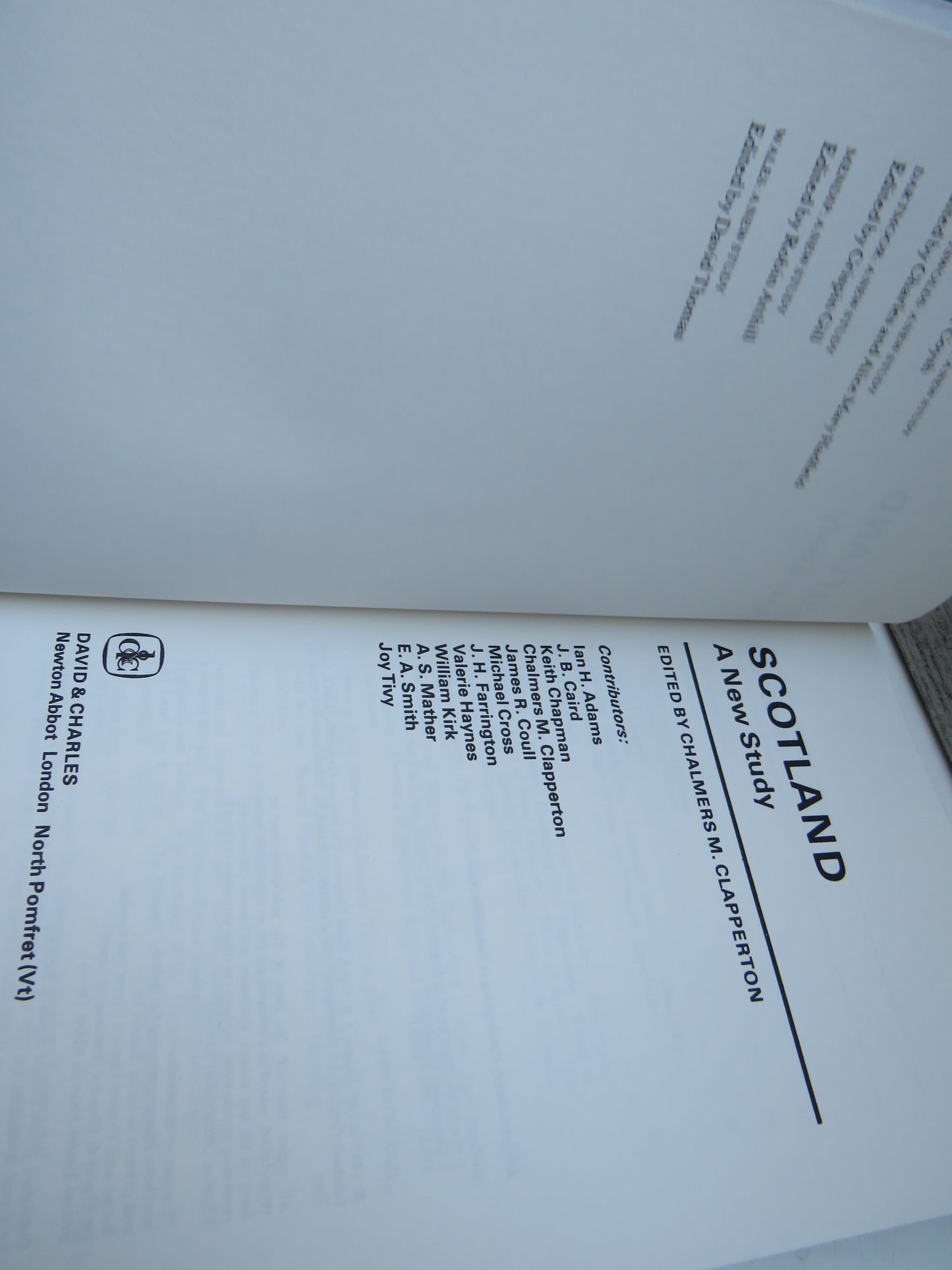 Scotland A New Study Edited By Chalmers M. Clapperton 1983