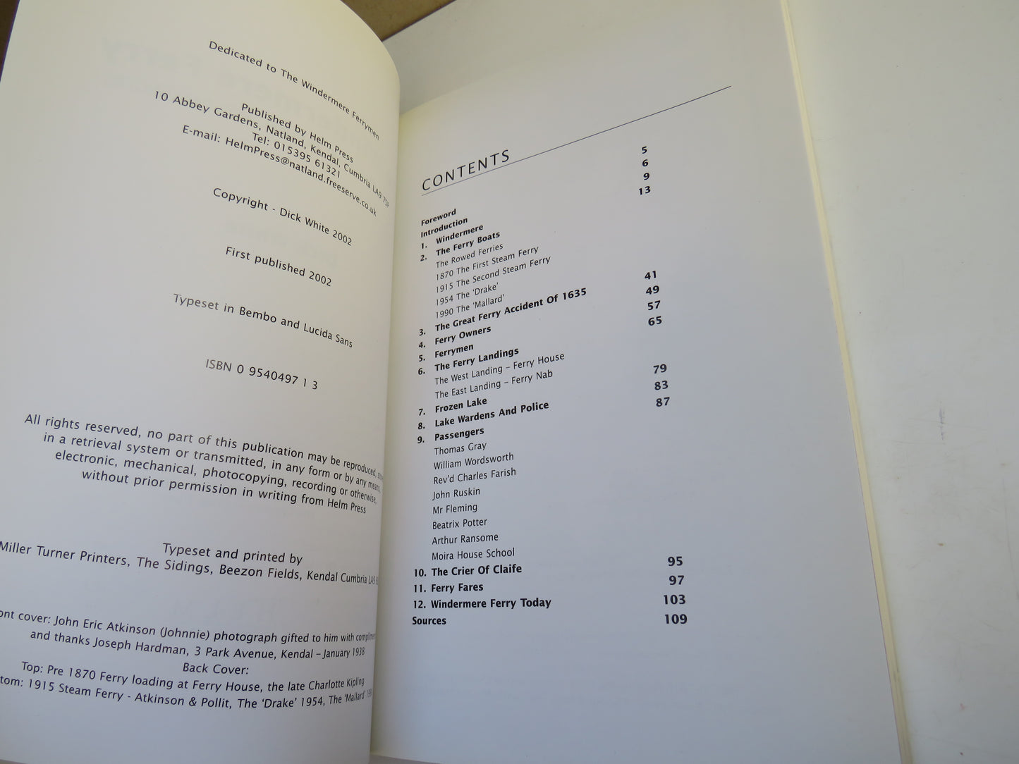 The Windermere Ferry History, Boats, Ferrymen and Passengers By Dick White