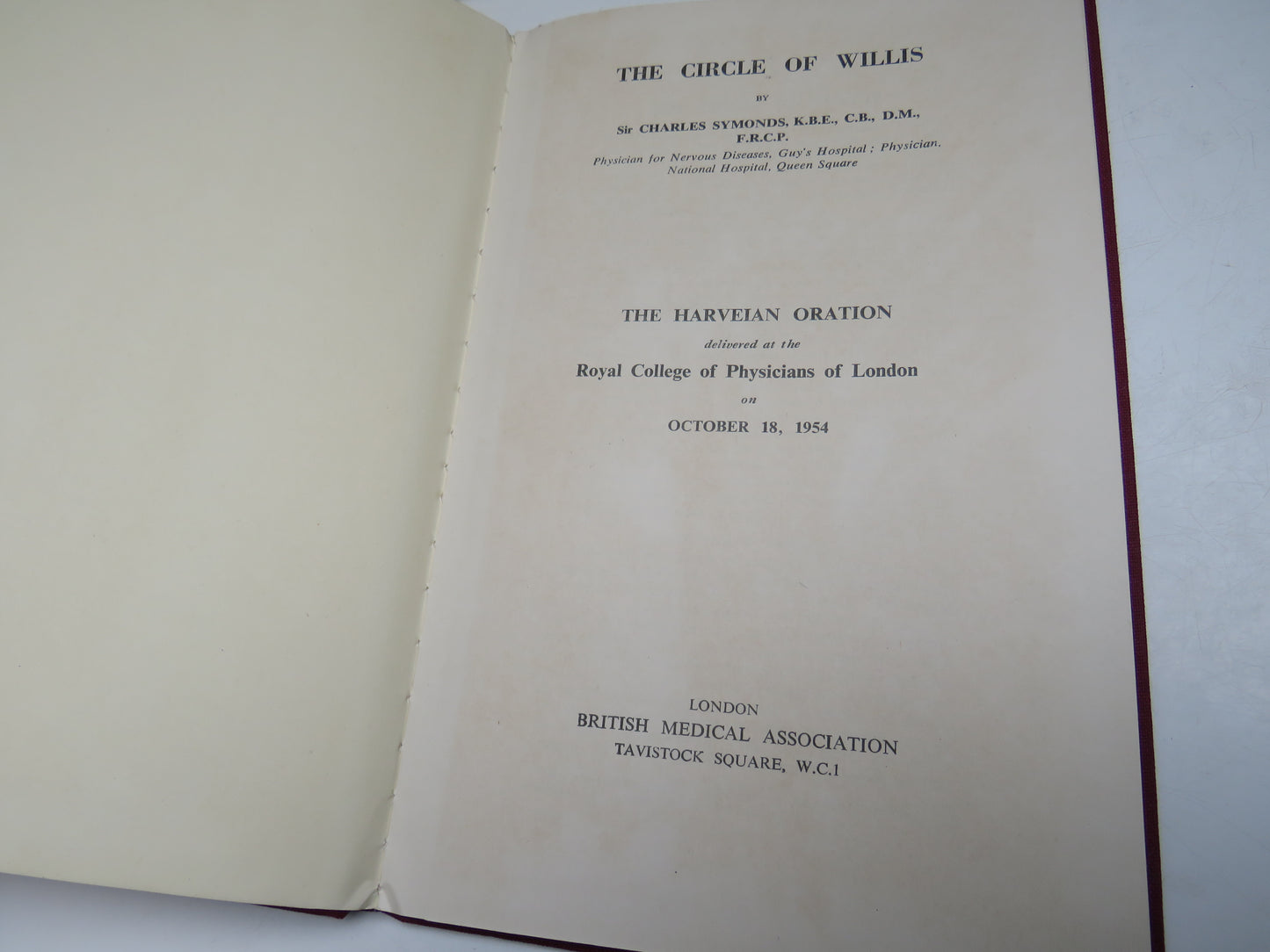 The Circle of Willis By Sir Charles Symonds 1954