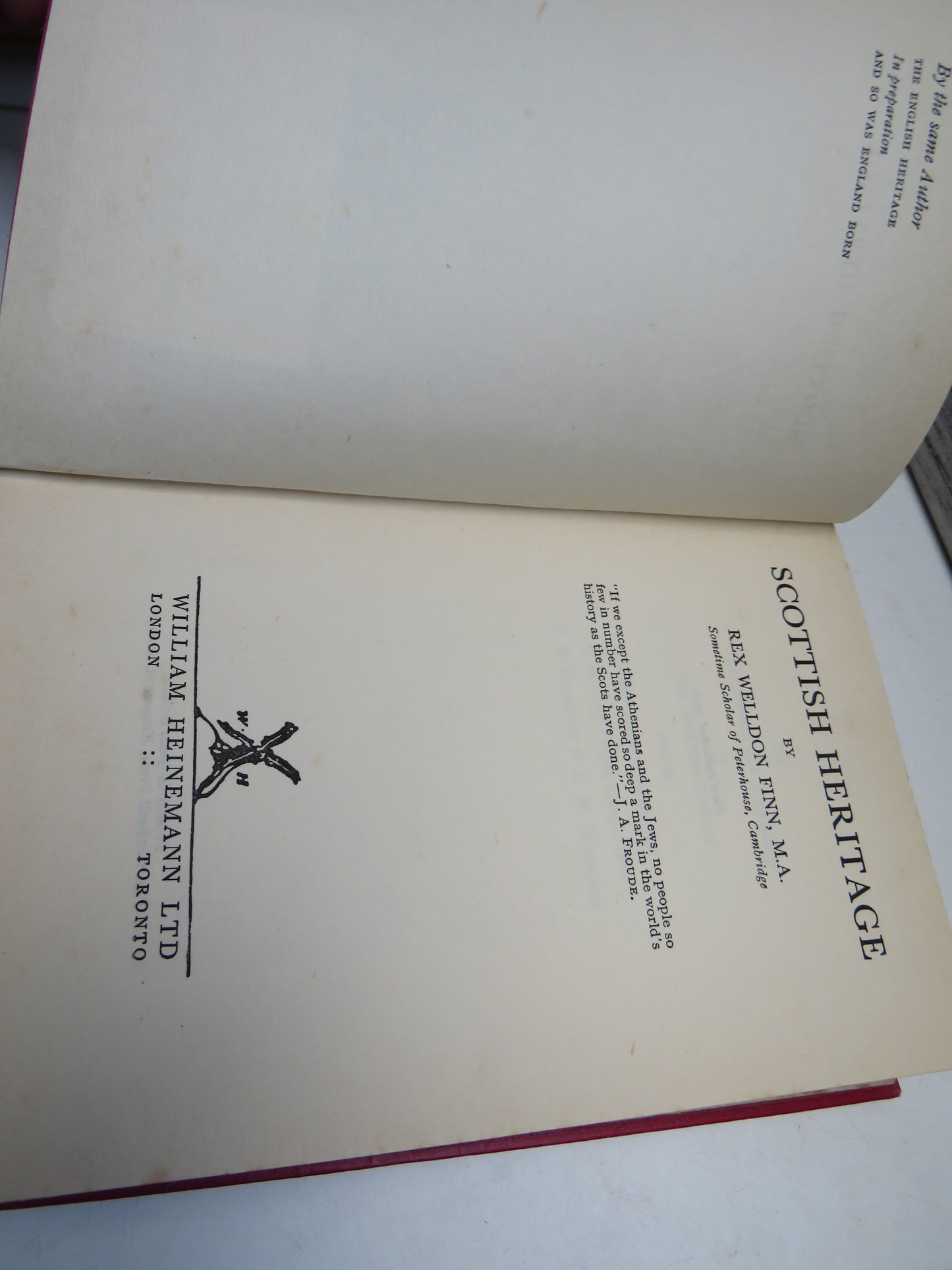 Scottish Heritage By Rex Welldon Finn 1938 1st Edition