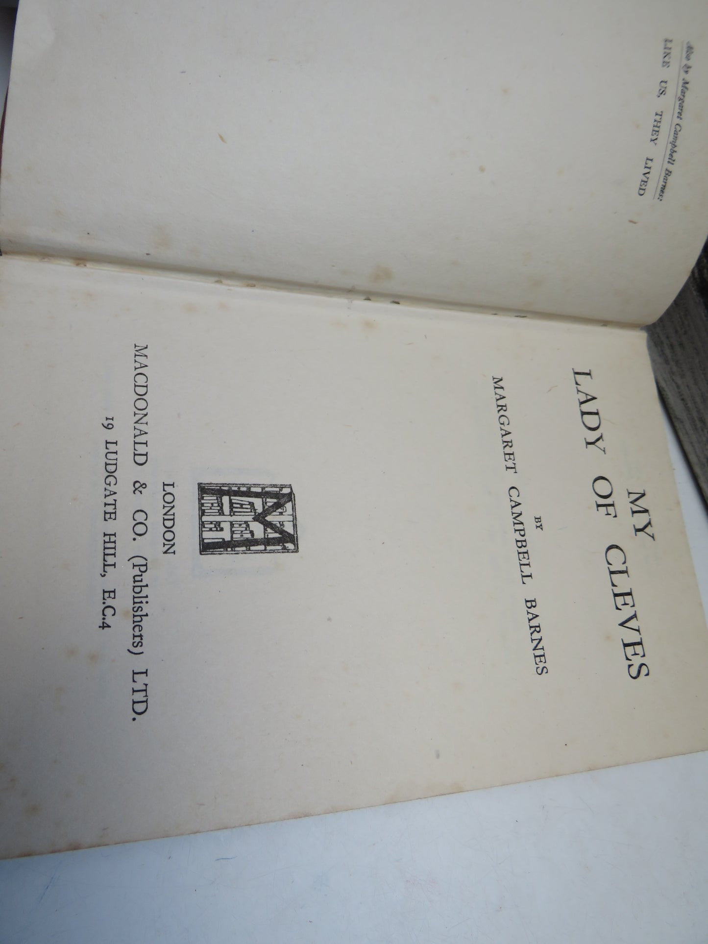 My Lady of Cleves By Margaret Campbell Barnes 1946