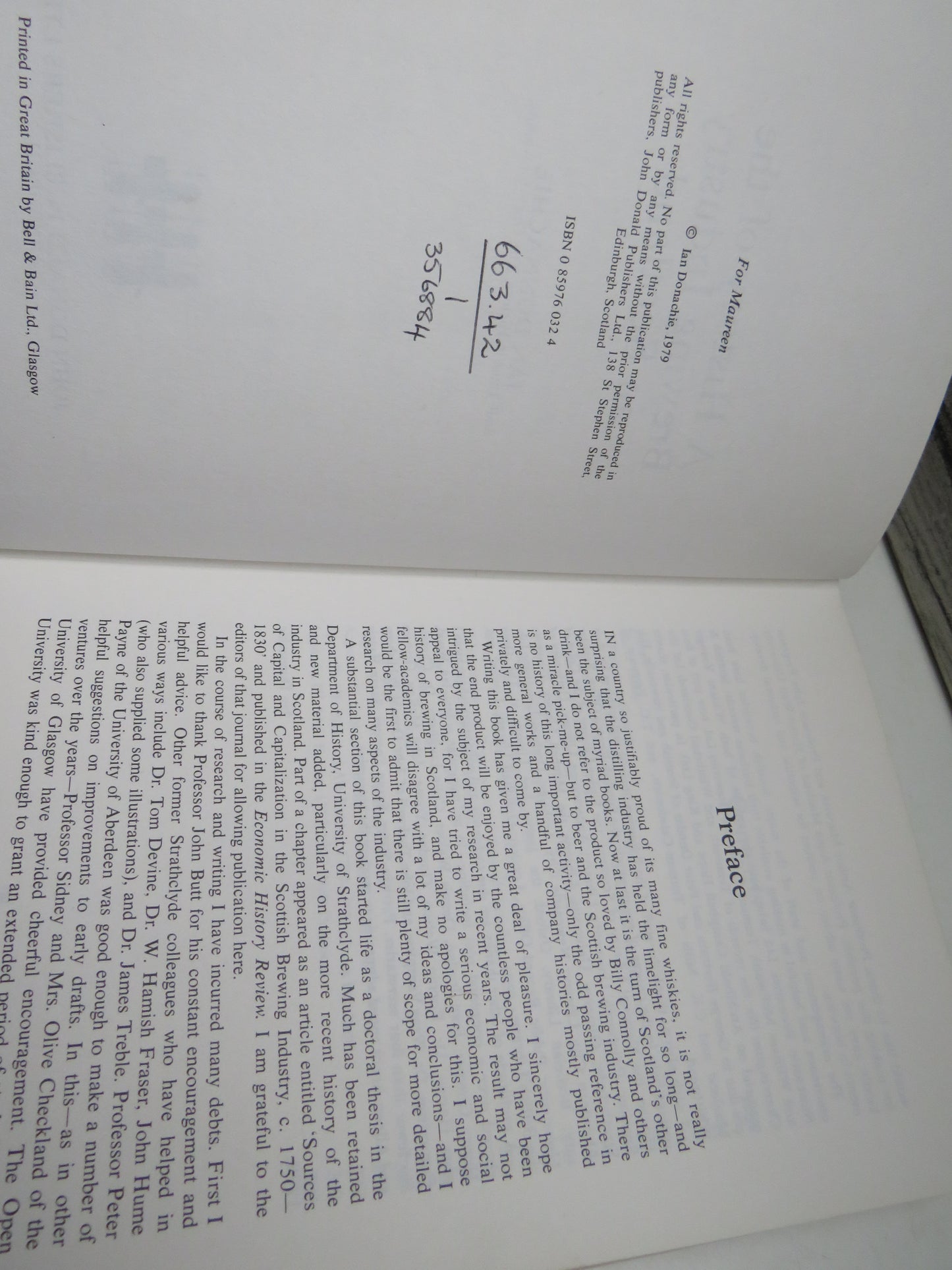 A History of the Brewing Industry in Scotland by Ian Donnachie, 1979