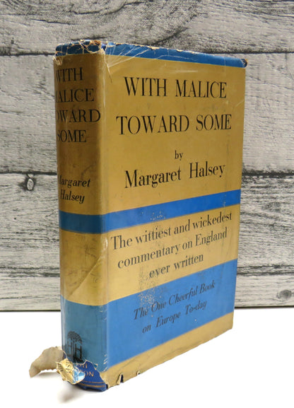 With Malice Toward Some by Margaret Halsey, 1938 book front cover