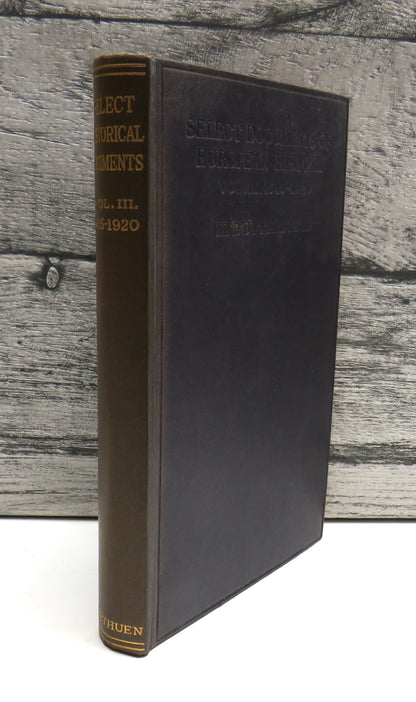 Select Documents of European History Vol III. 1715-1920, edited by H. Butterfield, 1931 book front cover