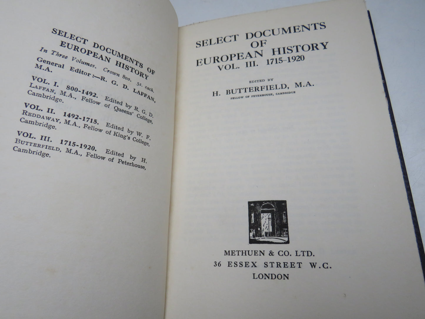 Select Documents of European History Vol III. 1715-1920, edited by H. Butterfield, 1931