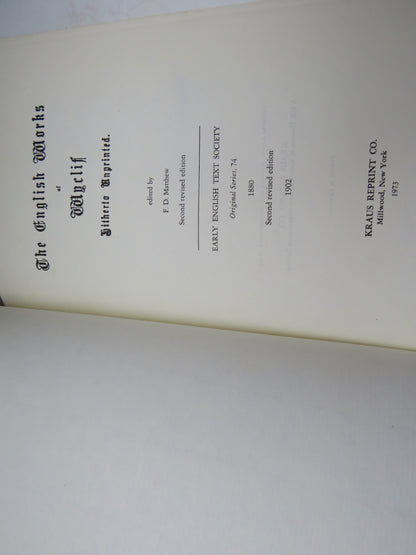 The English Works of Wyclif Hitherto Unprinted Edited By F.D. Matthew 1973 book image 3