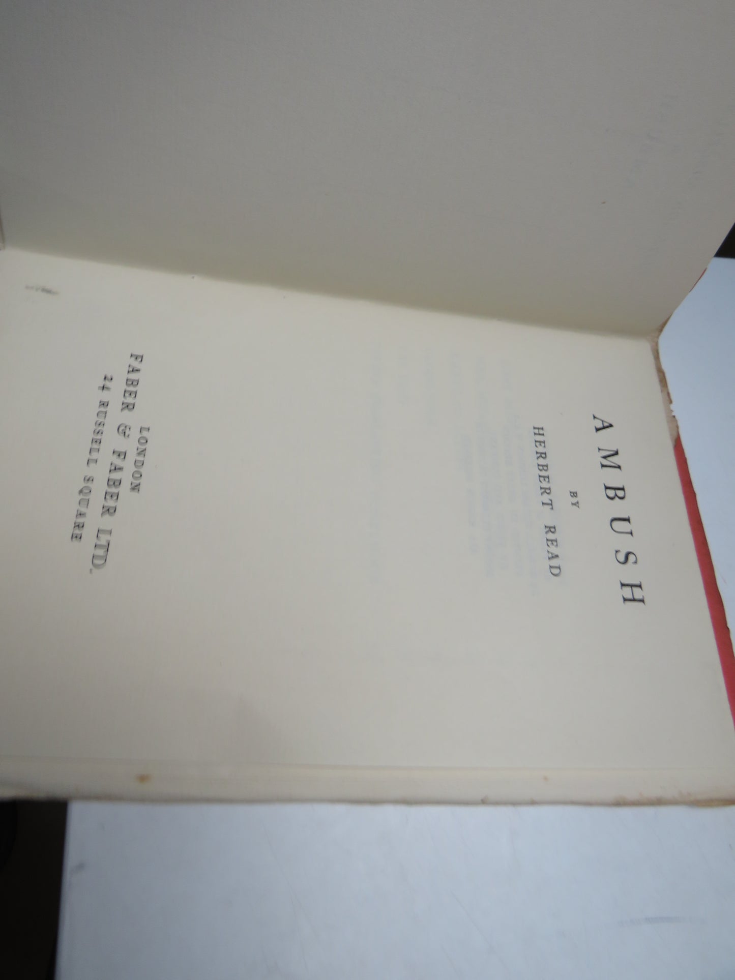 Ambush By Herbert Read 1930 Criterion Miscellany - No. 16
