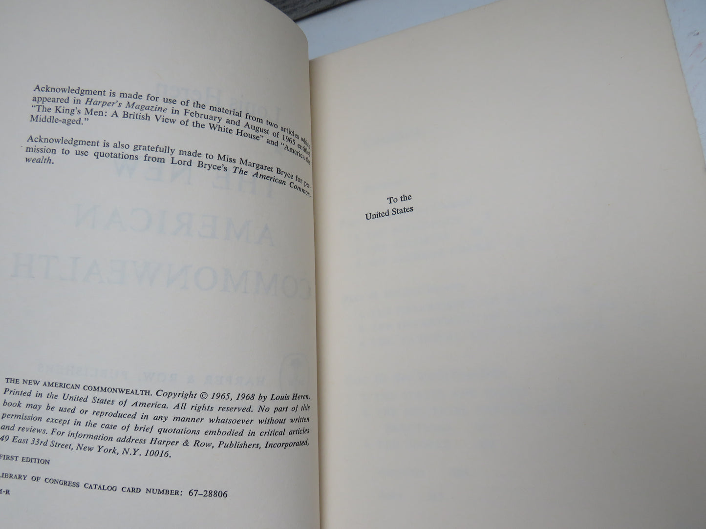 The New American Commonwealth By Louis Heren 1968