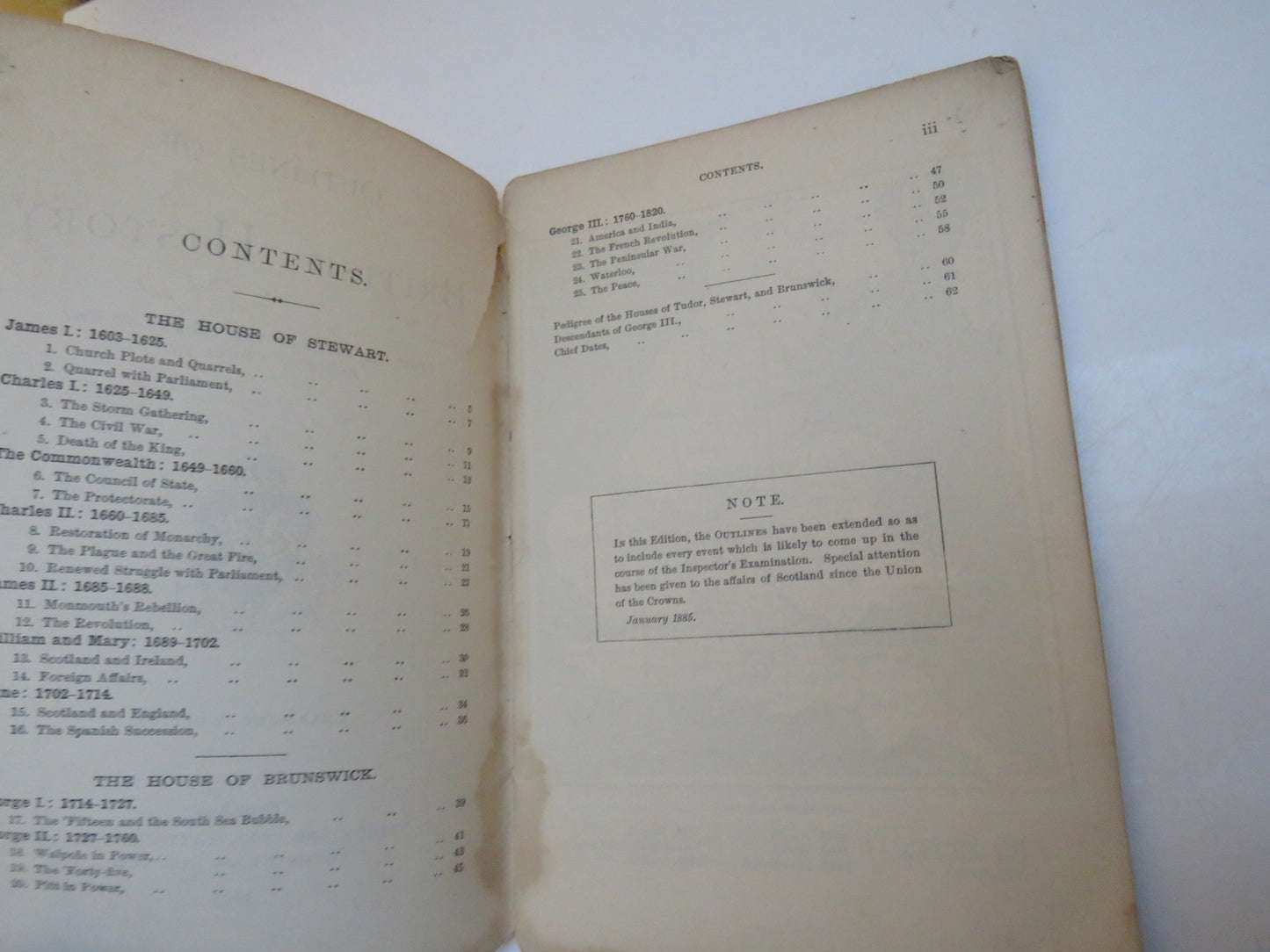 Outlines of British History from the Union of the Crowns to the Death of George III, 1885