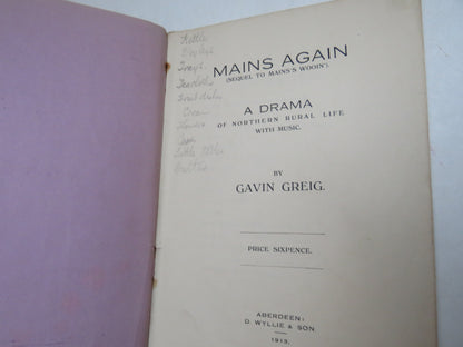 Mains Again A Sequel To 'Mains's Wooin' A Drama of Northern Rural Life With Music By Gavin Greig (Vi book image 5