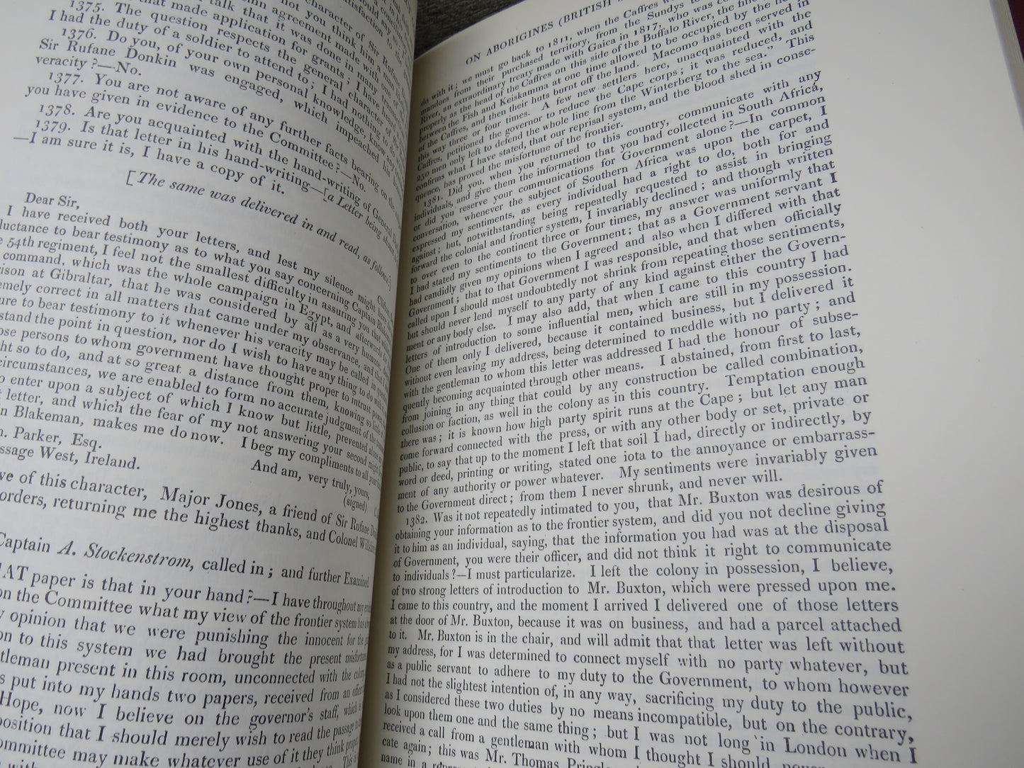 Report from the Select Committee on Aborigines (British Settlements) with the Minutes of Evidence, Appendix and Index, Imperial Blue Book, Facsimile Reprint 1966, Volume I part I