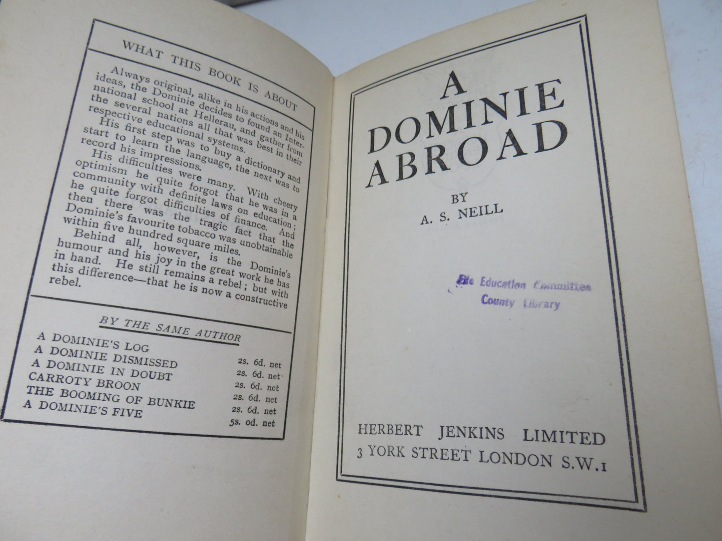 A Dominie Abroad By A. S. Neill