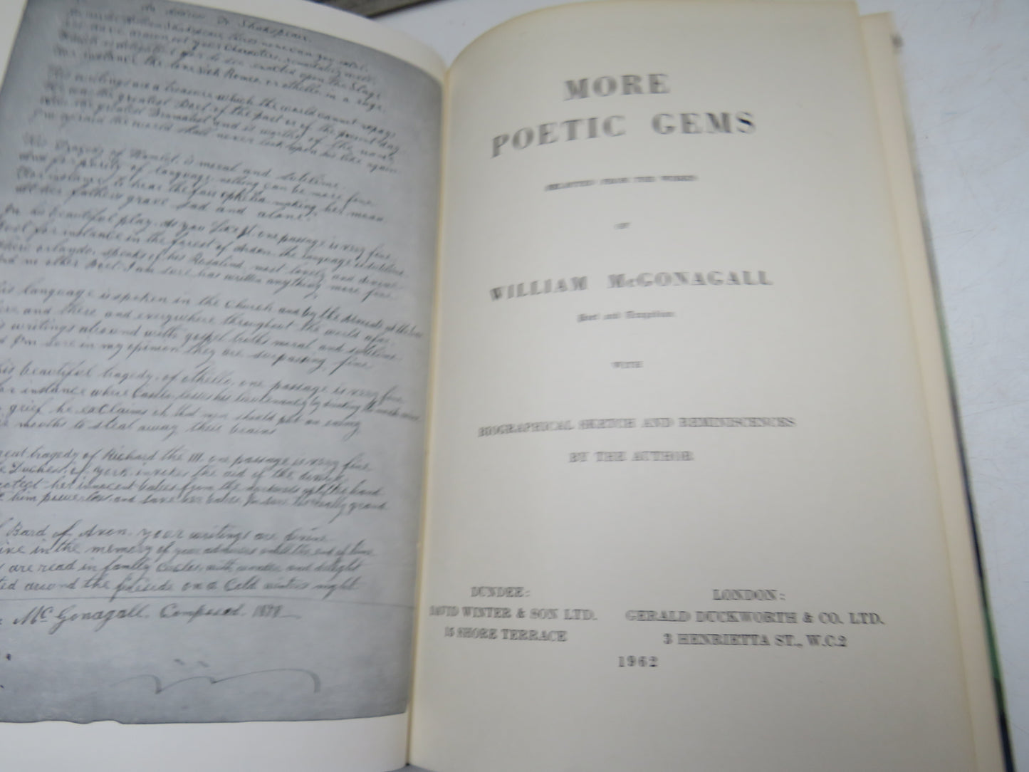 More Poetic Gems Selected From The Works of William McGonagall 1962