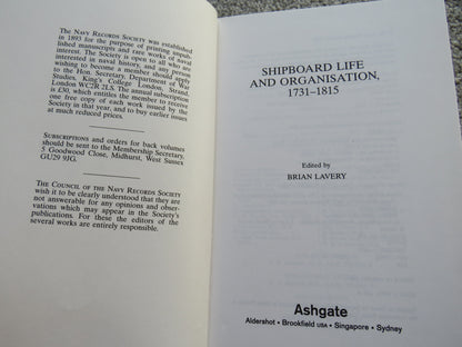 Shipboard Life and Organisation 1731-1815 Edited by Brian Lavery 1998 book image 3