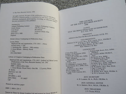 Shipboard Life and Organisation 1731-1815 Edited by Brian Lavery 1998 book image 4
