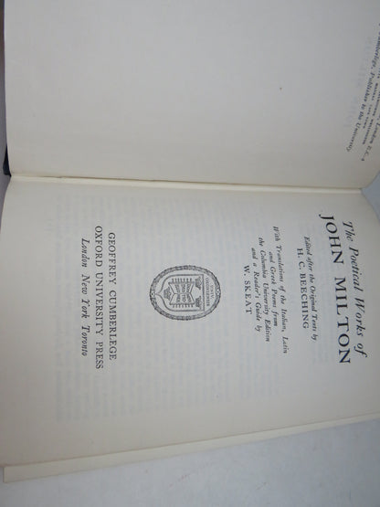 The Poetical Works of John Milton Edited After The Original Texts by H.C. Beeching 1952 (Vintage Poe book image 4