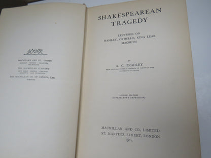 Shakespearean Tragedy Lectures On Hamlet, Othello, King Lear, Macbeth By A.C. Bradley 1924 book image 5