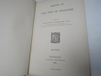 Errors In The Use of English by the Late William B. Hodgson, 1889 book image 3
