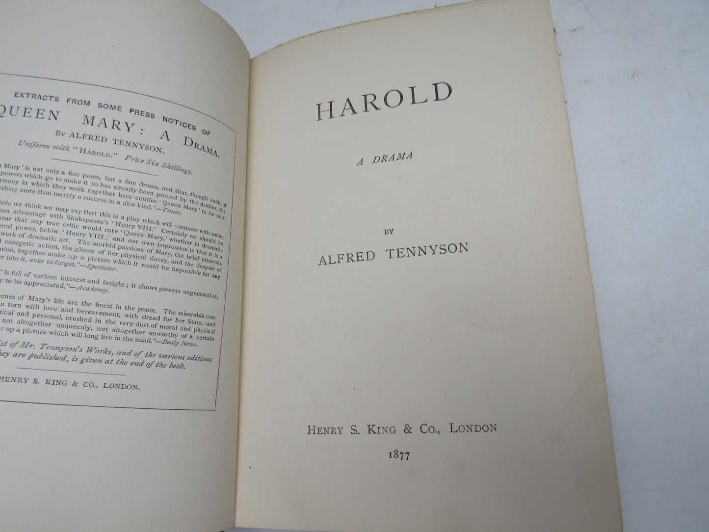 Harold A Drama By Alfred Tennyson 1877