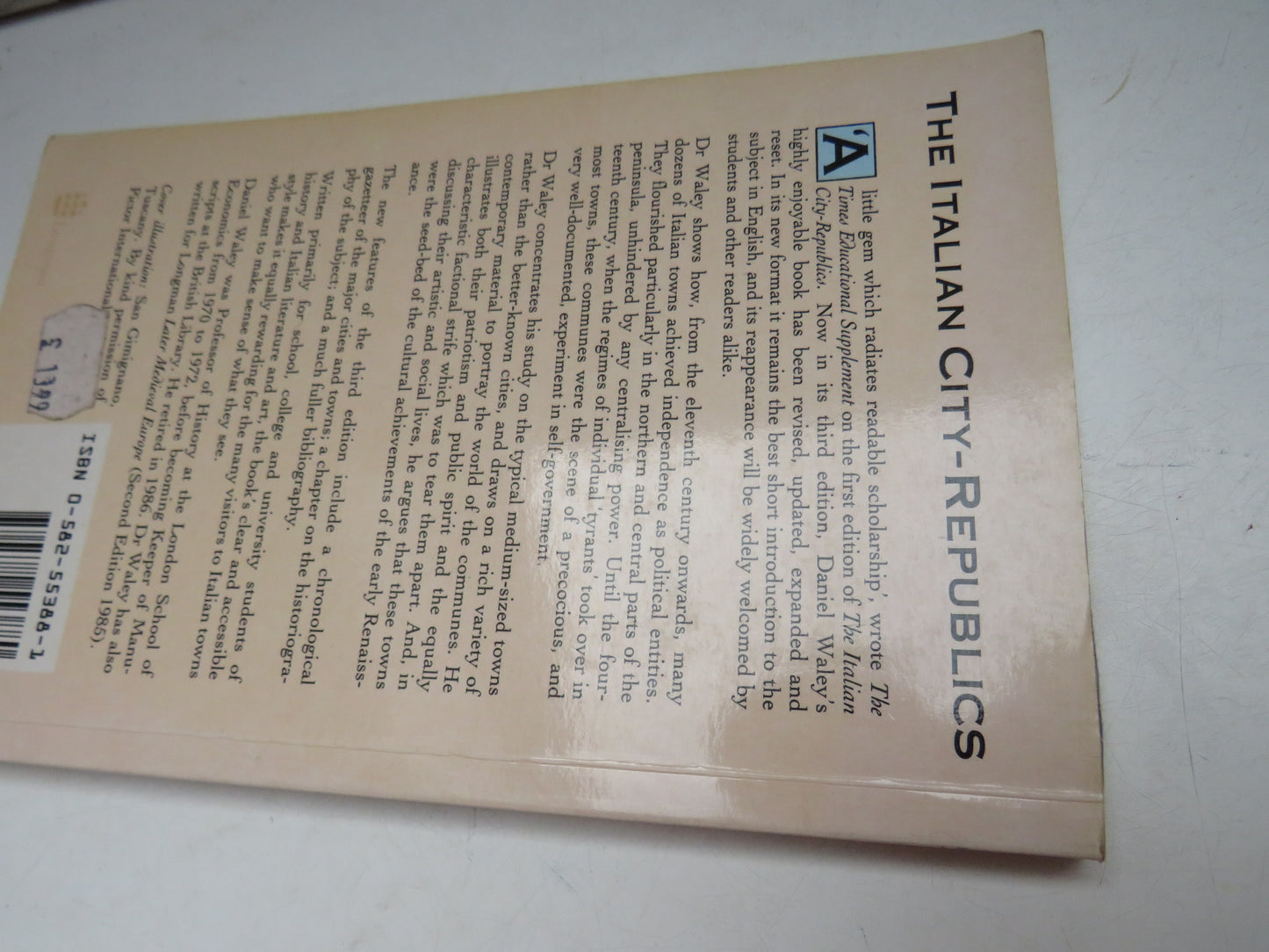 The Italian City-Republics 3rd Edition By Daniel Waley 1988