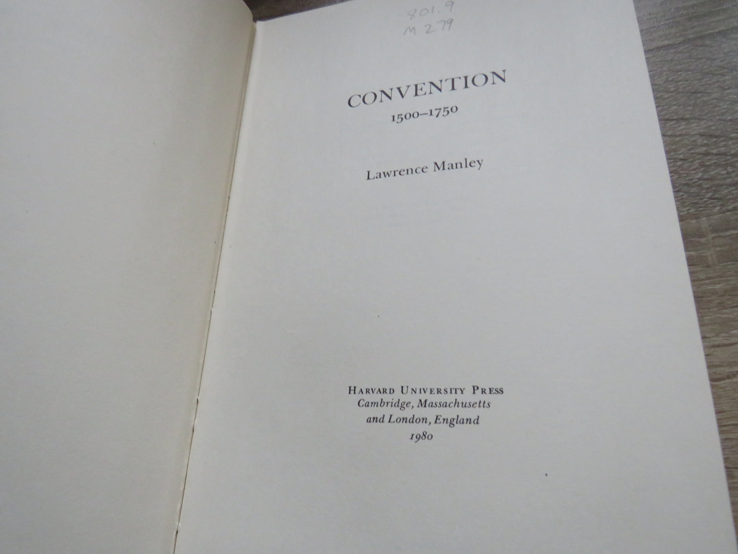 Convention 1500-1750 By Lawrence Manley 1980