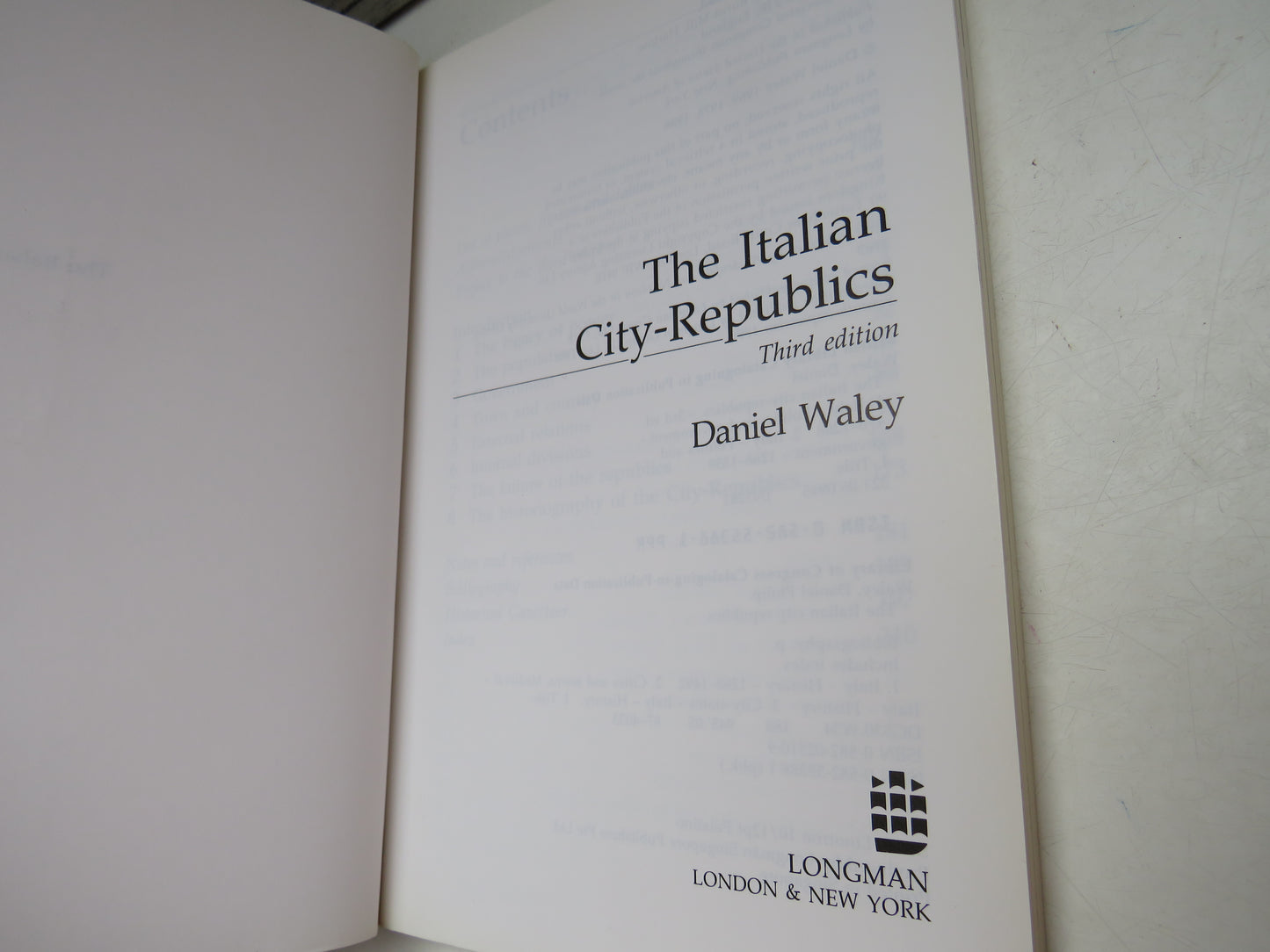 The Italian City-Republics 3rd Edition By Daniel Waley 1988